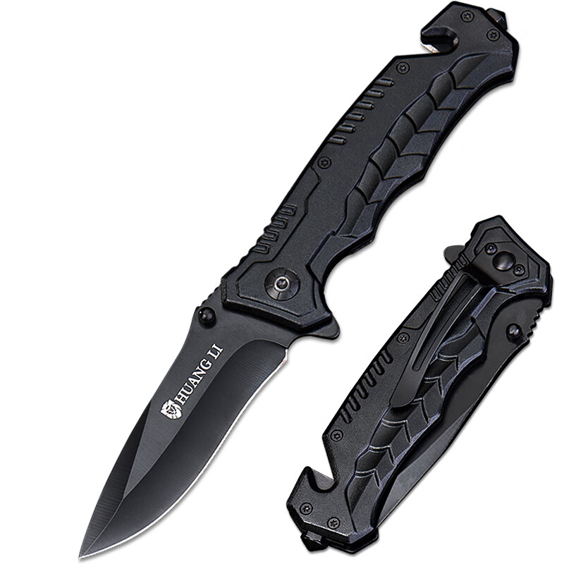 煌利 德国军刀户外装备求生刀具小刀防身长款折叠刀多功能随身便携野外瑞士军士刀折刀 黑猫尖头款