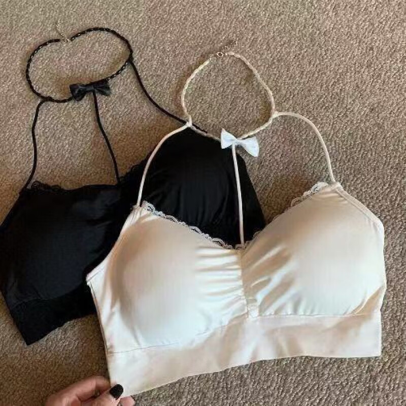 仙女女生内衣蕾丝蝴蝶结美背韩版性感抹胸聚拢无钢圈文胸珍珠吊带裹胸