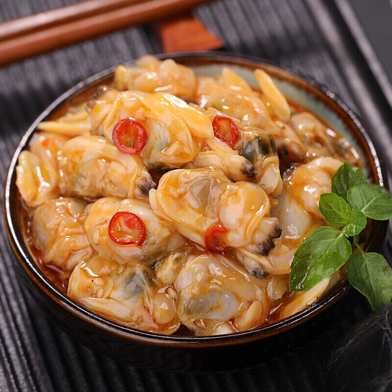 虎钢馋特产麻辣鲜蛤500克 即食蛤蜊 美味海鲜 蚬子肉 刺身
