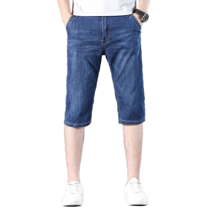 羅蒙（ROMON）牛仔短褲男2025夏季男士休閑商務(wù)七分褲子男潮流寬松薄款中男褲