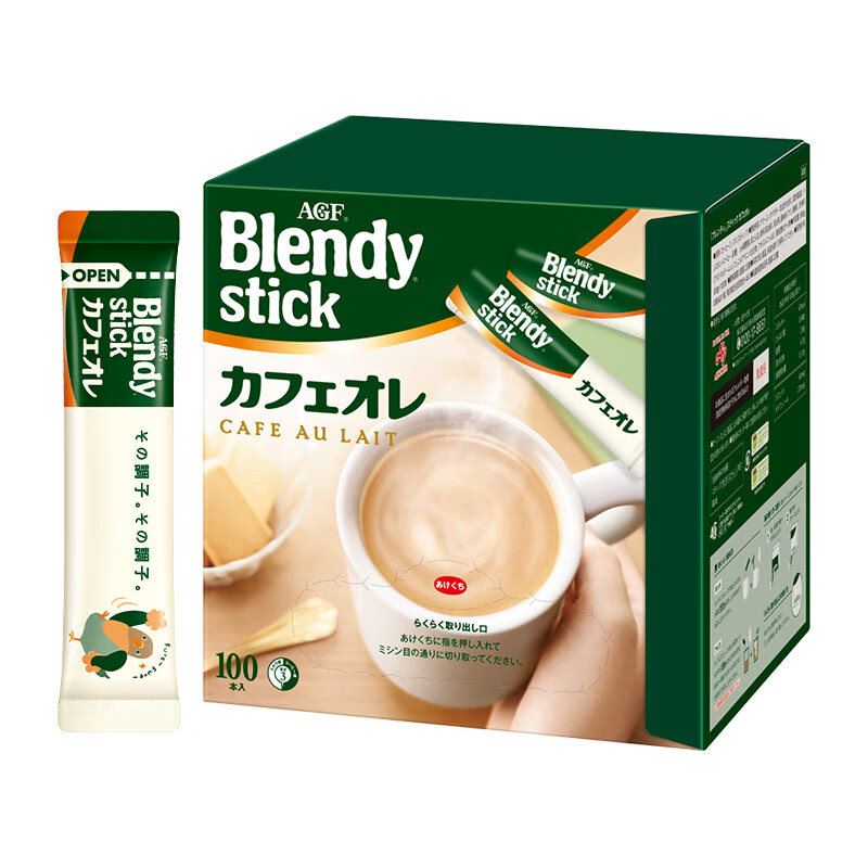 agf blendy 条状三合一 速溶咖啡欧蕾 原味100支