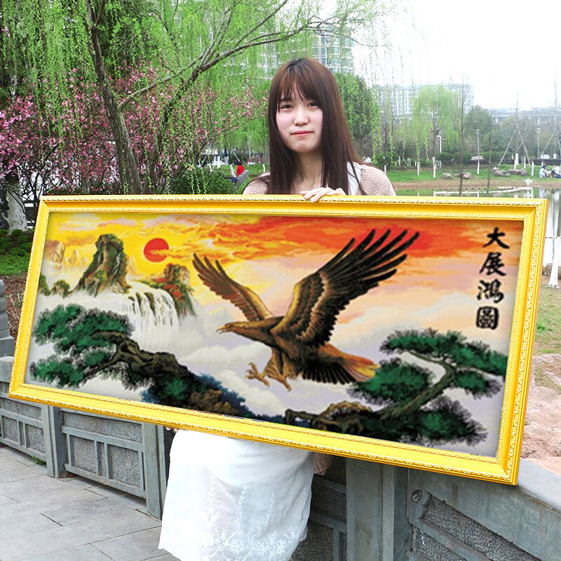 十字绣套件线绣自绣客厅玄关卧室办公室 【中格3股棉线绣】191*87厘米