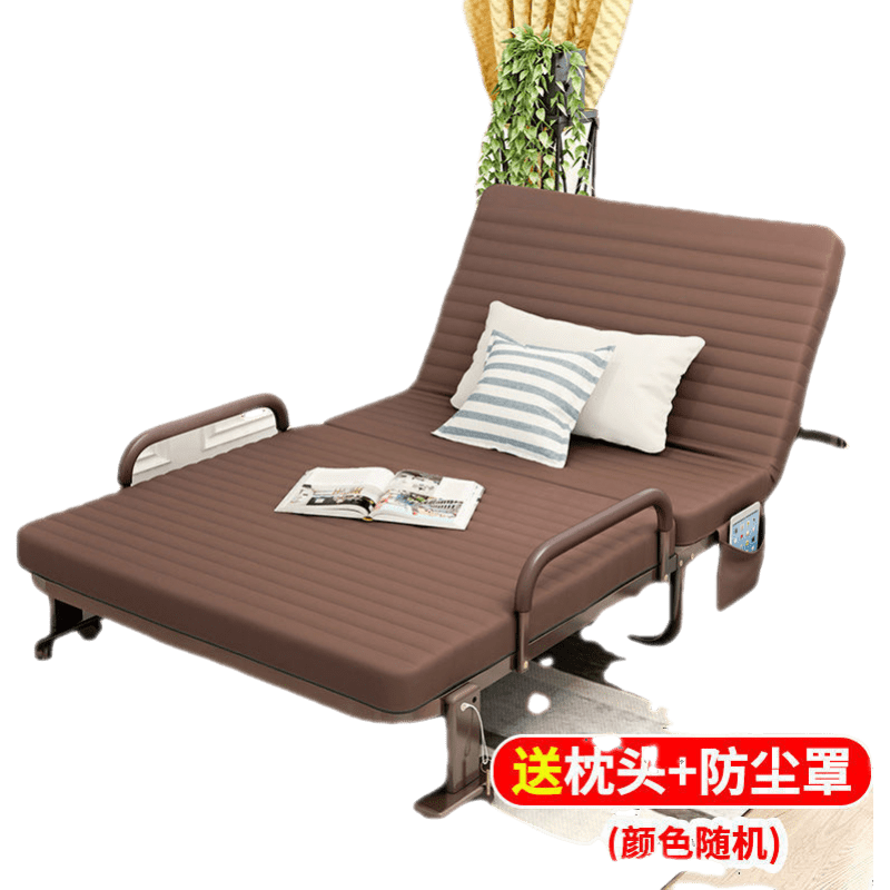斯驼尔 折叠床单人床可折叠午睡神器便携式躺椅子午休床懒人沙发床折叠椅 100cm咖啡【固定扶手】
