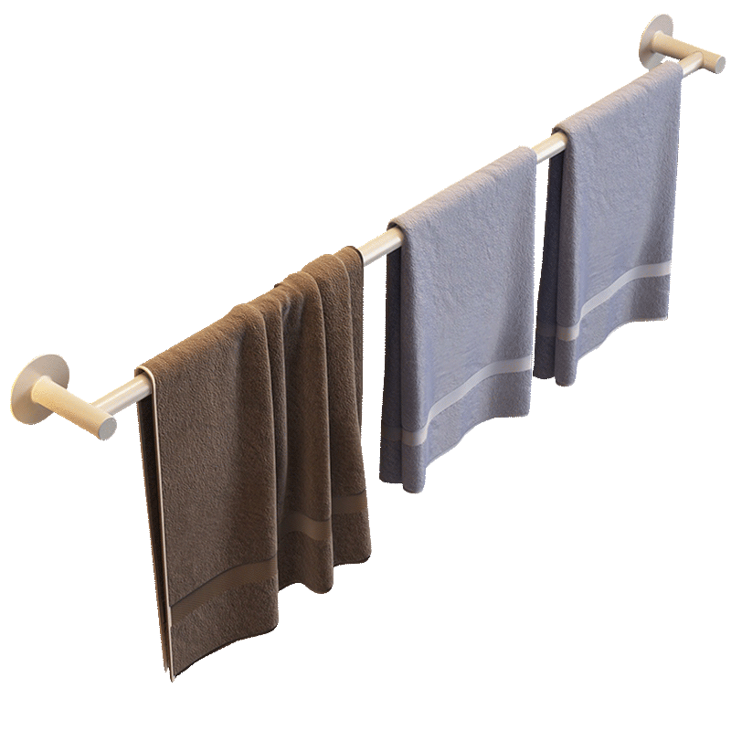 水天一方 毛巾架子免打孔卫生间壁挂浴室置物架厕所洗手间收纳挂架 70cm皎月白【太空铝单杆】