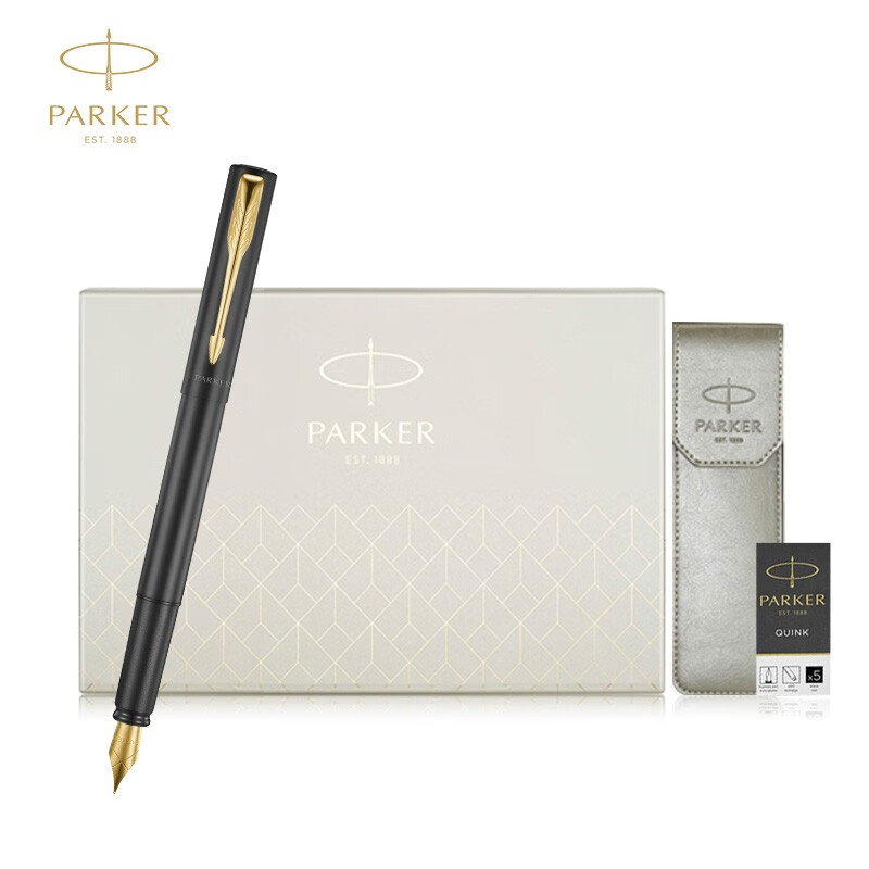 派克（PARKER）钢笔礼盒 威雅XL经典黑金夹墨水笔+笔套礼盒