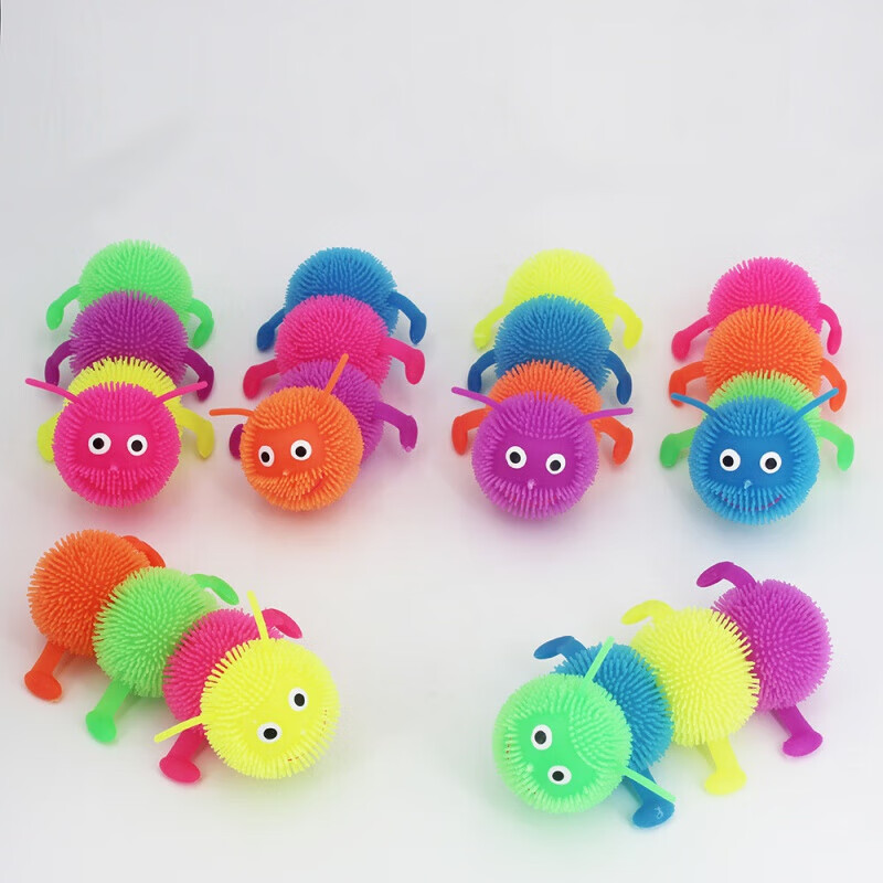 搭啵兔新款2023解压玩具减压发光捏捏乐毛毛虫公园地摊解压玩具 四节