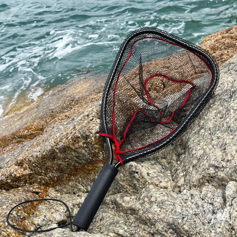 shxi钓鱼手抄网飞钓抄网捞鱼小型便携溪流捞鱼路亚抄网不锈钢网兜渔具