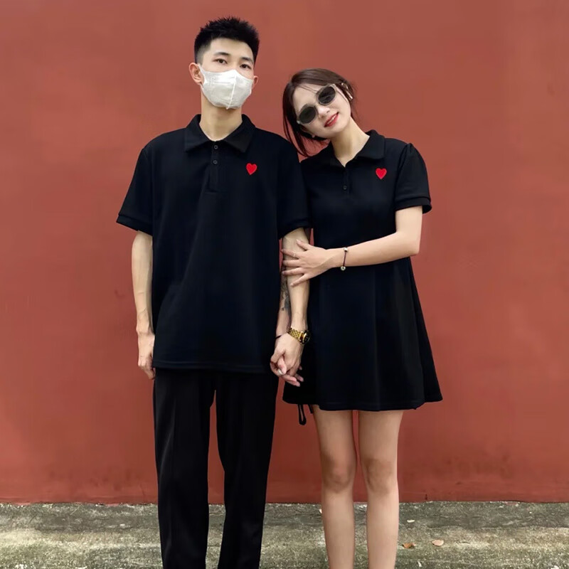 小众不会撞衫情侣装夏季t恤情侣装夏装polo连衣裙显瘦宽松2023夏 男t