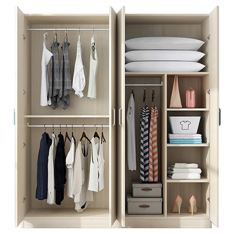 简易板式衣柜经济型组装移门大衣橱卧室宿舍租房木质衣柜 暖白色 两门(80*40*180CM)