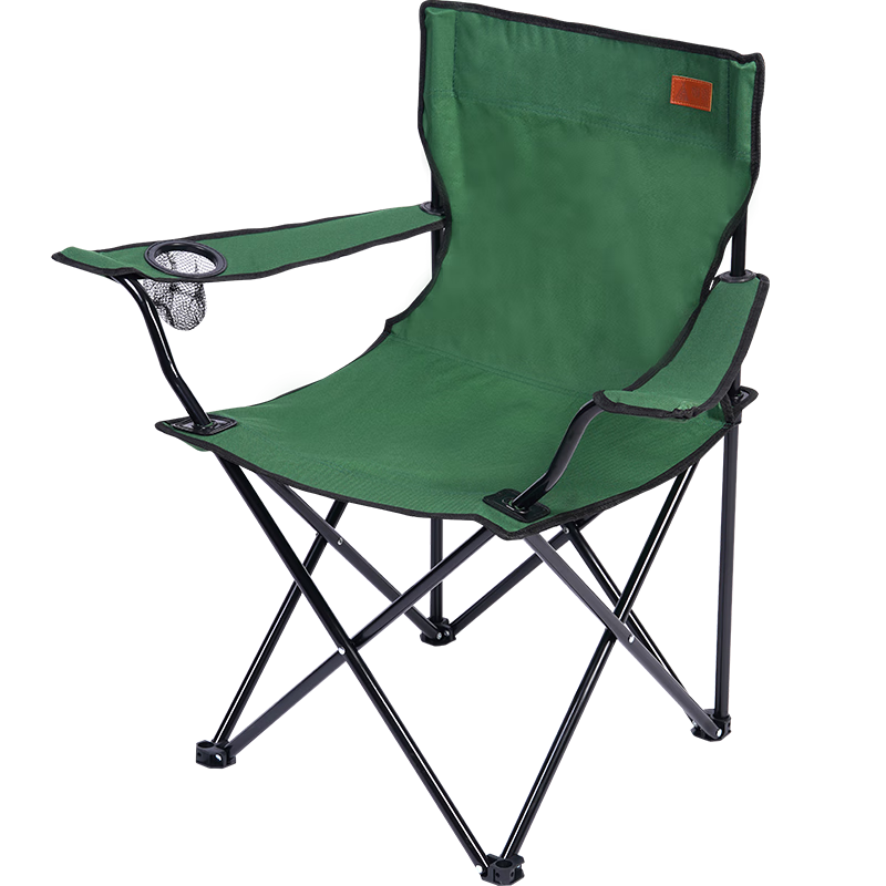 懒途户外折叠椅便携式扶手椅子超轻露营装备钓鱼凳沙滩椅休闲靠背坐椅 军绿色