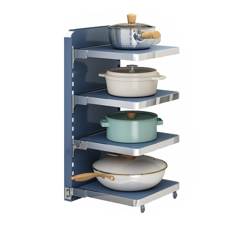 优勤厨房置物架落地锅具架家用下水槽放锅架台面多层可调节转角收纳 三层