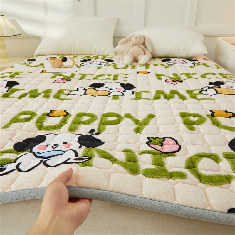 牛奶珊瑚法兰绒床垫褥子软垫家用学生宿舍 牛奶绒床褥-乐乐狗 90*200