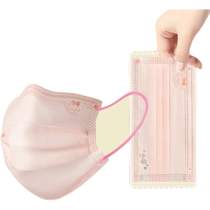 有券的上：雪莉玫 蜜桃粉色 一次性口罩 独立包装 10片 *2件