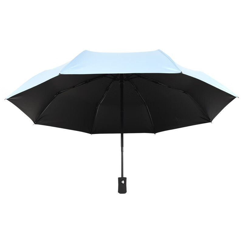 雨笙（USUN）纯色自动伞折叠晴雨两用三折伞全自动黑胶太阳伞遮阳伞户外 宽带自动浅蓝