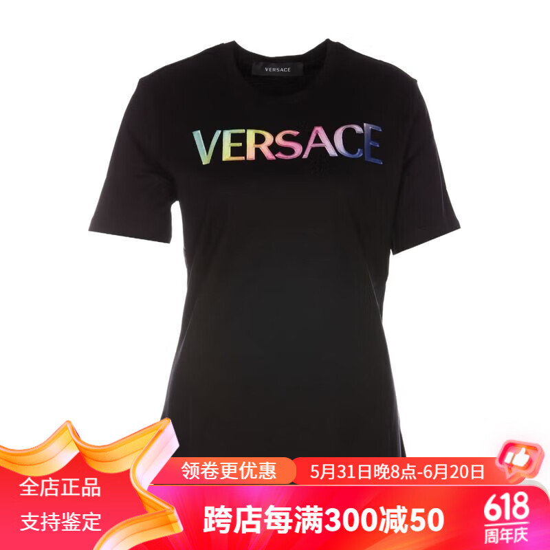 范思哲(versace) 范思哲/女士微标短袖t恤奢饰品潮牌 黑色 46