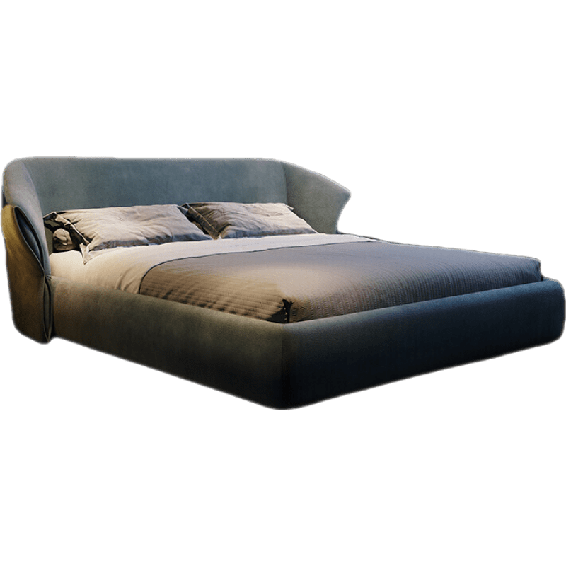 【买单床送床头柜】迪伦公馆 床 现代简约轻奢床磨砂布榻榻米床ins网红主卧1.8米双人床意式软包 床+椰棕床垫 1500*2000mm支架床