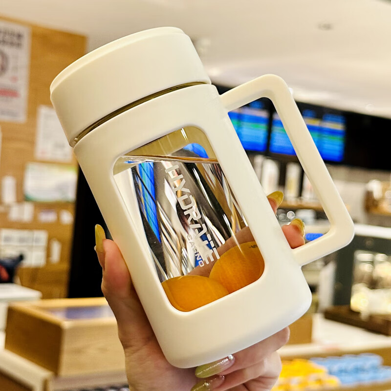 玻璃杯带把公室喝水杯茶水分离泡茶杯子 hydrate办公隔热泡茶杯430m
