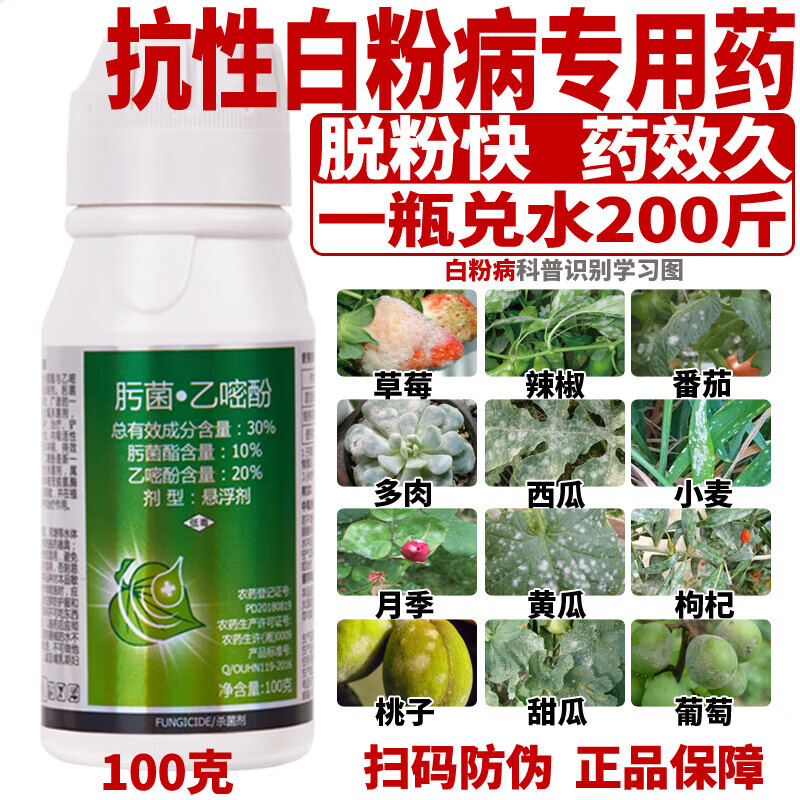 农药白粉病专用药肟菌乙嘧酚多肉草莓番茄花卉蔬菜果树农用杀菌剂 15g