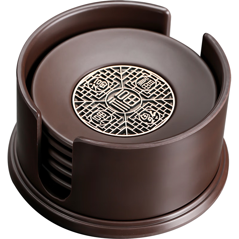 尚言坊電木杯墊套組家用辦公茶杯隔熱墊茶托底座茶墊茶杯墊功夫茶具配件 3【窗花】電木杯墊