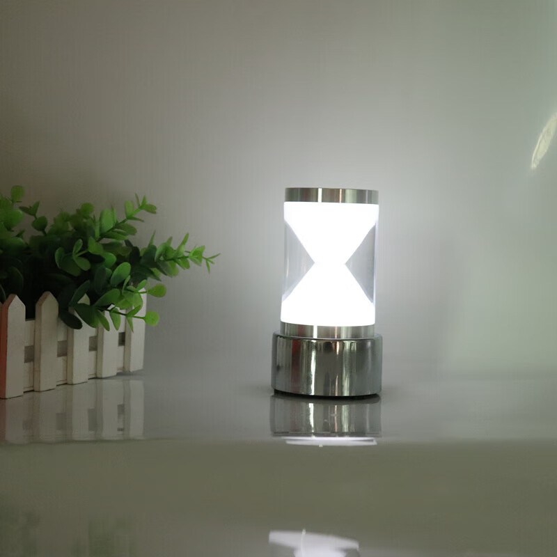 充电酒吧台灯创意圆形咖啡厅沙漏款漏斗台灯发光流沙 白光 按钮开关