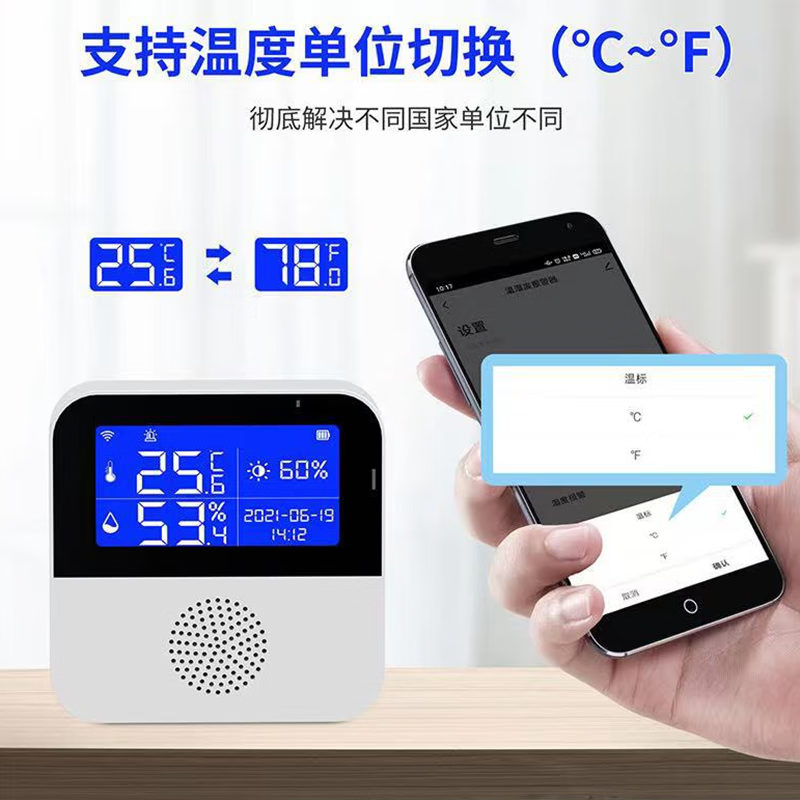 立可安 立可安科技wifi温湿度记录仪湿度无线手机远程监控大棚机房传感器温度报警器 温湿计+USB线