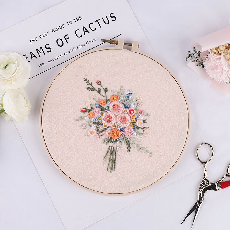 东方美绣新款印花刺绣捧花创意礼物饰品绣品初学者新手自己刺绣diy