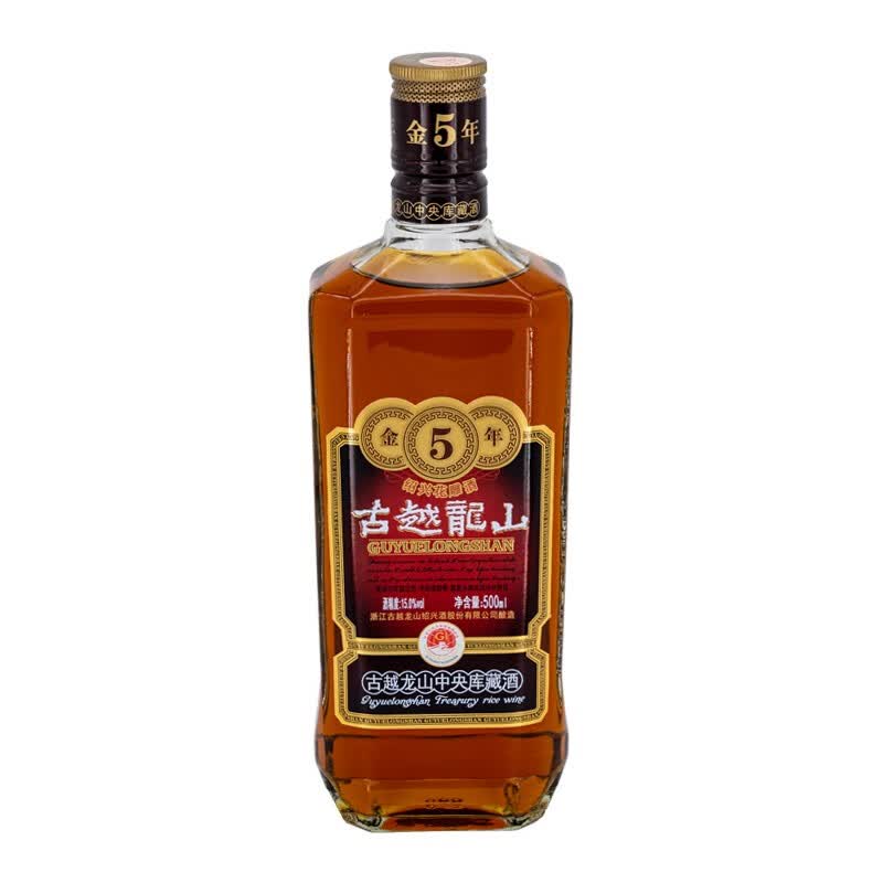 古越龙山 金五年绍兴黄酒  半干型 糯米花雕酒 中央库藏金五年 500mL 6瓶
