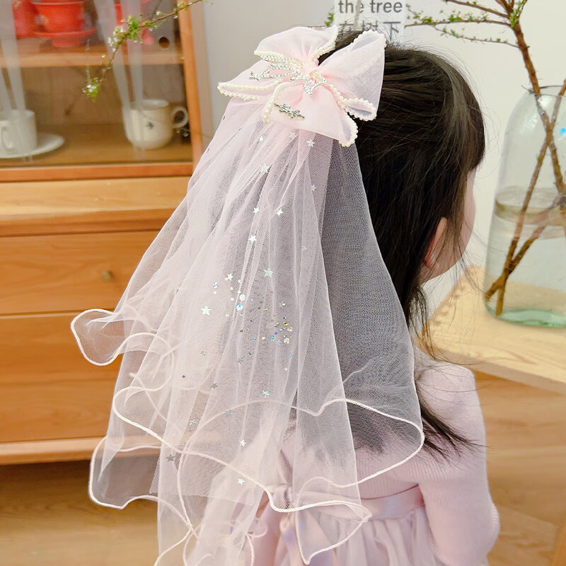 荷蓝珠儿童头纱发饰女童生日皇冠头饰女孩公主婚礼装饰发夹女宝聚会