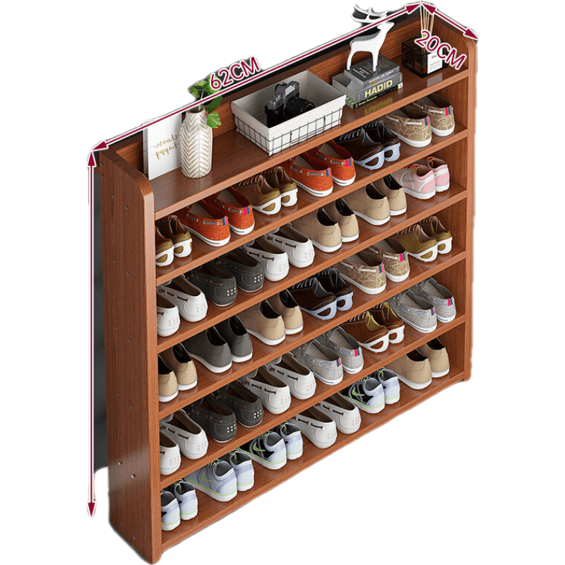 班奇盾 鞋架简易家用室内好看卧室收纳神器无门防尘多层网红鞋柜 【款】六层古檀木色62*20*72CMCM 支持