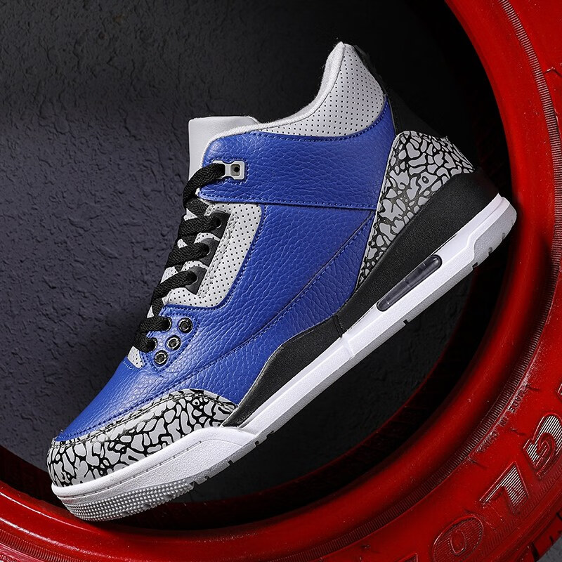 鞋男aj高帮板鞋学生乔4全城10驭帅15闪击8科比9儿童kt运动鞋 蓝色j3