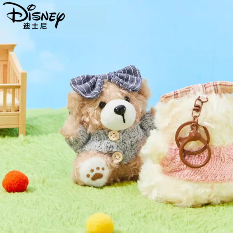 迪士尼(Disney)小熊挂件TheGreenParty可爱毛绒钥匙扣送女学生礼物书包挂饰 灰色