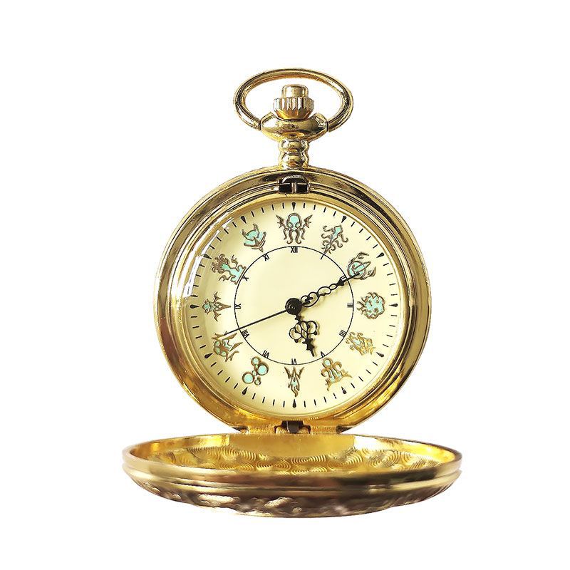 navcon怀表时间之影镂空雕刻翻盖式英伦风个性挂链挂表 【金色】