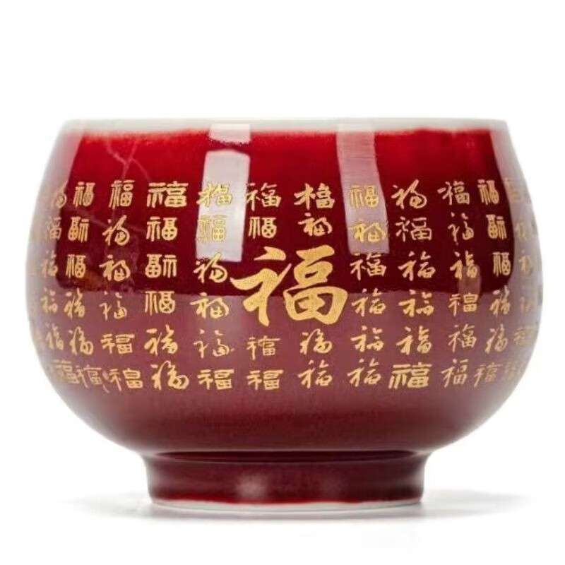 龙帝凤家居大器之才茶道大师艺术高端羊脂玉百福茶杯主人杯白瓷品茗杯