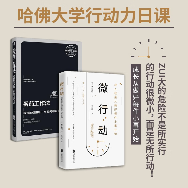 【涿州库被淹延迟发货，感恩理解支持】哈佛大学行动力日课：微行动+番茄工作法2册套装组合套装