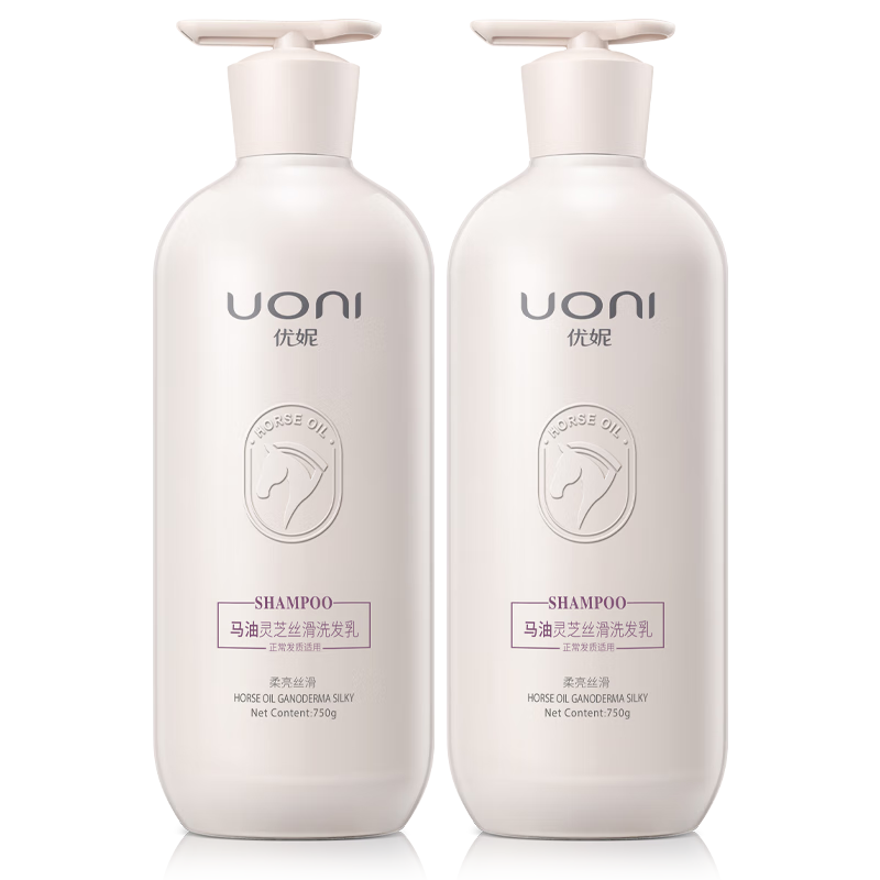優(yōu)妮馬油洗發(fā)水套裝沐浴露護發(fā)素家庭大瓶去屑控油柔順留香洗頭膏男女 【柔亮絲滑】靈芝洗發(fā)水750g*2瓶 大瓶家庭裝