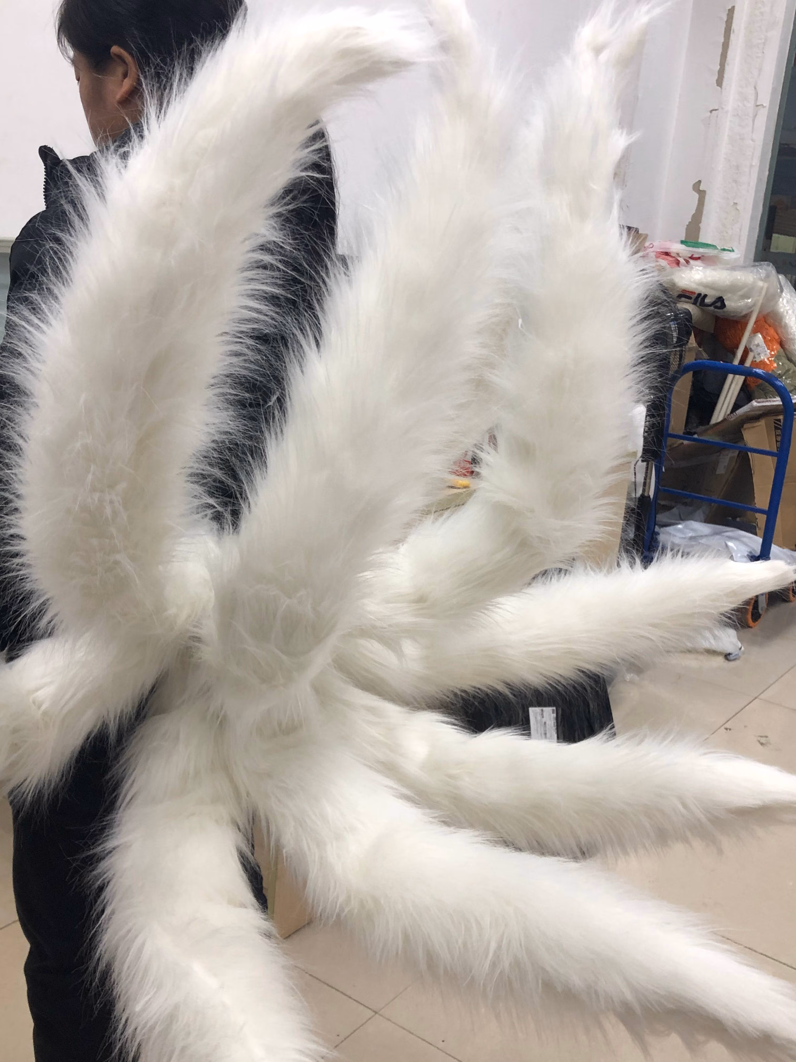 尾巴万用款可竖银次九尾狐尾巴御狐神双炽cos道具 白色大号100cm