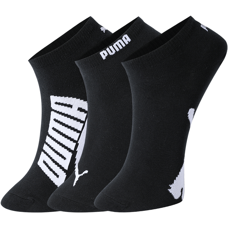 彪马（PUMA）袜子男女通用短袜夏季低帮短筒船袜棉袜透气休闲款3双装 黑色 3双 均码 EU39-42(适合脚码40-44)