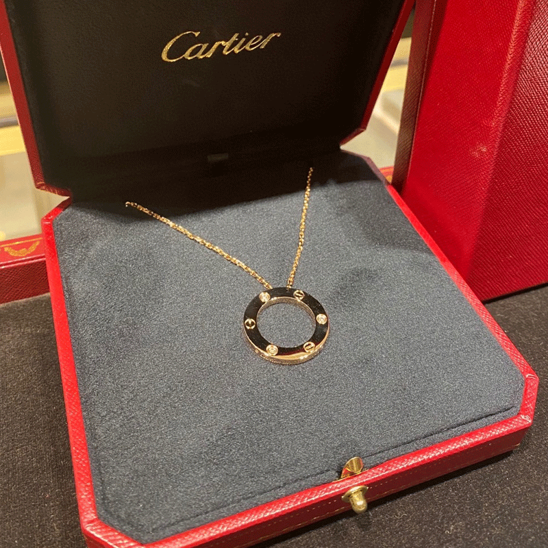 卡地亚(cartier)项链钻石 18k玫瑰金首饰love系列情侣款饰品七夕情人