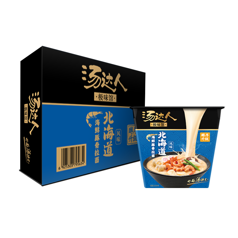 汤达人 统一 汤达人 极味馆 北海道 海鲜豚骨拉面 方便面 96克*6碗 整箱装