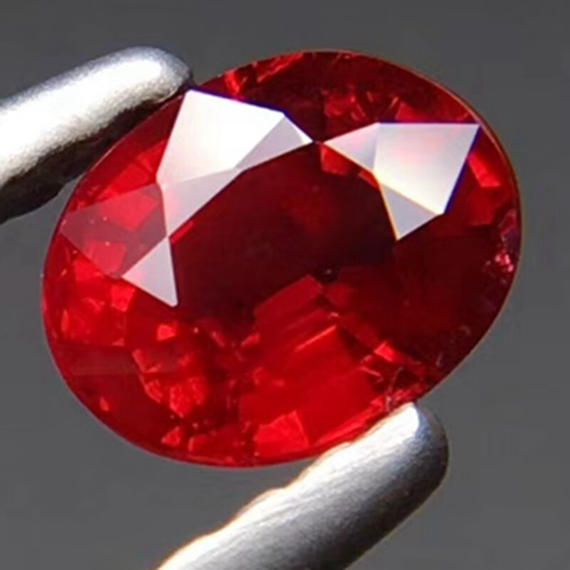 俊辰珠宝 超美红宝石戒指 红宝石裸石戒面晶体全净火彩超美