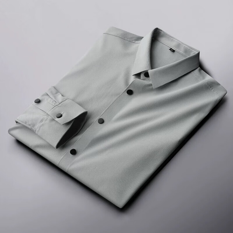 四面弹衬衫男无痕衬衣轻商务免烫长袖衬衫中青年男士修身条纹品质定制