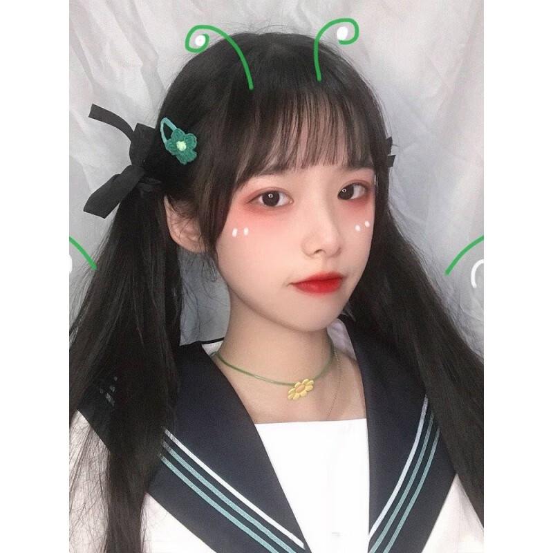 双马尾假发 jk双马尾假发女长直发绑带式可爱萝莉软妹lolita逼真网红