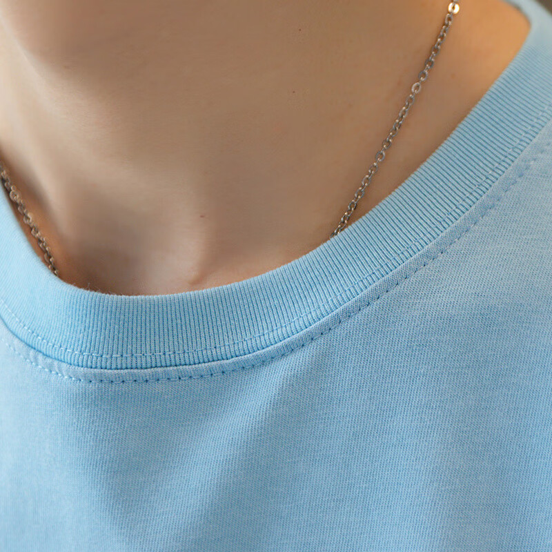 TEEK渐变长袖t恤男装春秋款上衣服 秋冬季男士秋装体恤休闲印花打底衫 JAC68B蓝白色 L