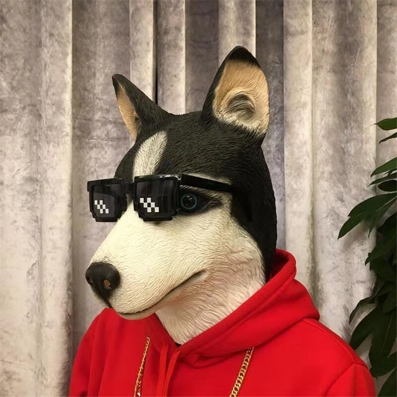 予轩灵cosplay搞笑动物头套520单身狗面具马头沙雕抖音搞怪表演道具