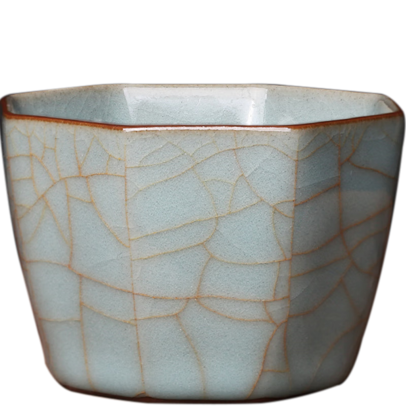 隐庐叶小春龙泉青瓷茶杯主人杯冰裂釉金丝闻香杯手工冰裂杯 金丝八方聚宝杯