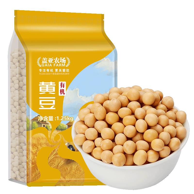 盖亚农场（Gaia Farm）有机黄豆非转基因东北大豆 豆浆豆 真空装 有机黄豆1.25kg*1袋