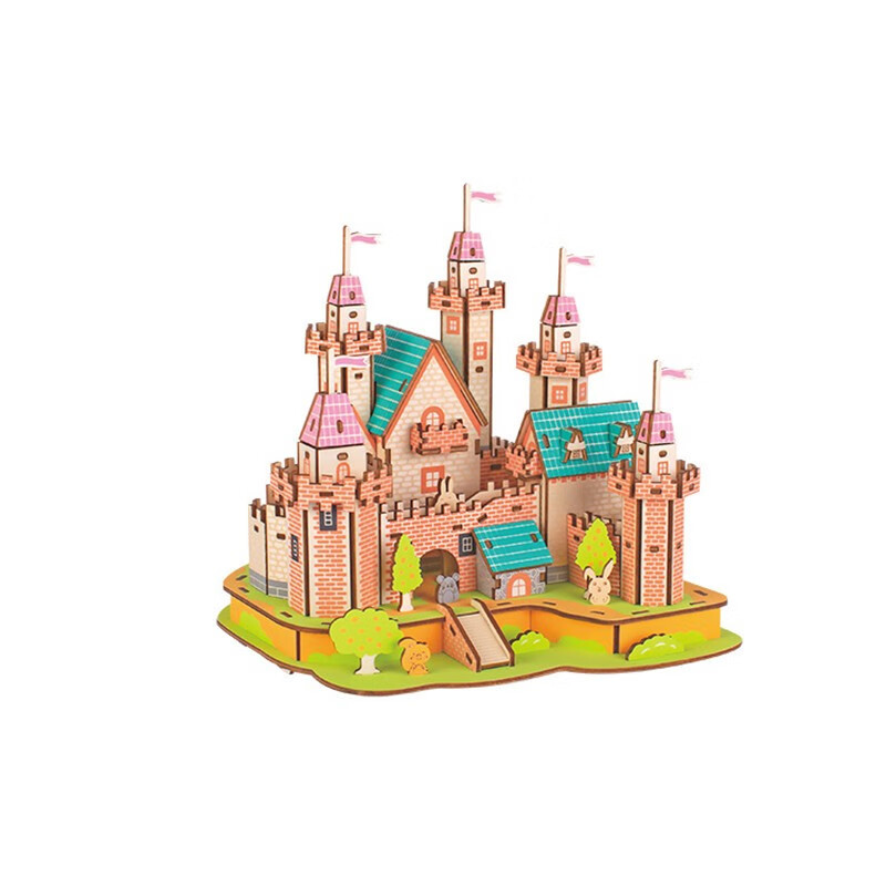 木质桥梁模型手工木制品拼装diy微缩房子建筑拼插玩具 童话城堡