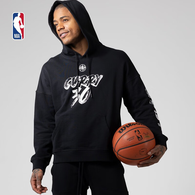 NBA2022全明星 勇士队库里卫衣 75周年限定款 男子篮球运动休闲时尚舒适连帽卫衣 腾讯体育 黑色 M