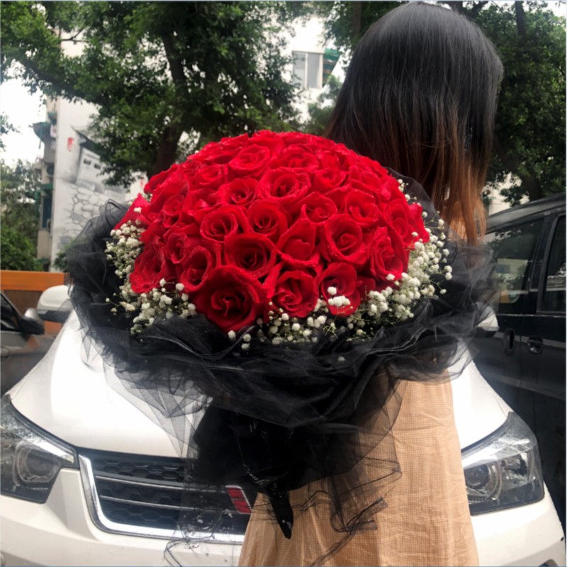 玫瑰礼盒生日礼物花束送女友老婆全国同城配送花店送花 k款-52朵红