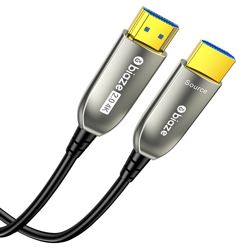 毕亚兹 光纤HDMI2.0版 4K60Hz发烧级高清线 电脑电视投影仪家庭影院3D视频线工程装修连接线 100米